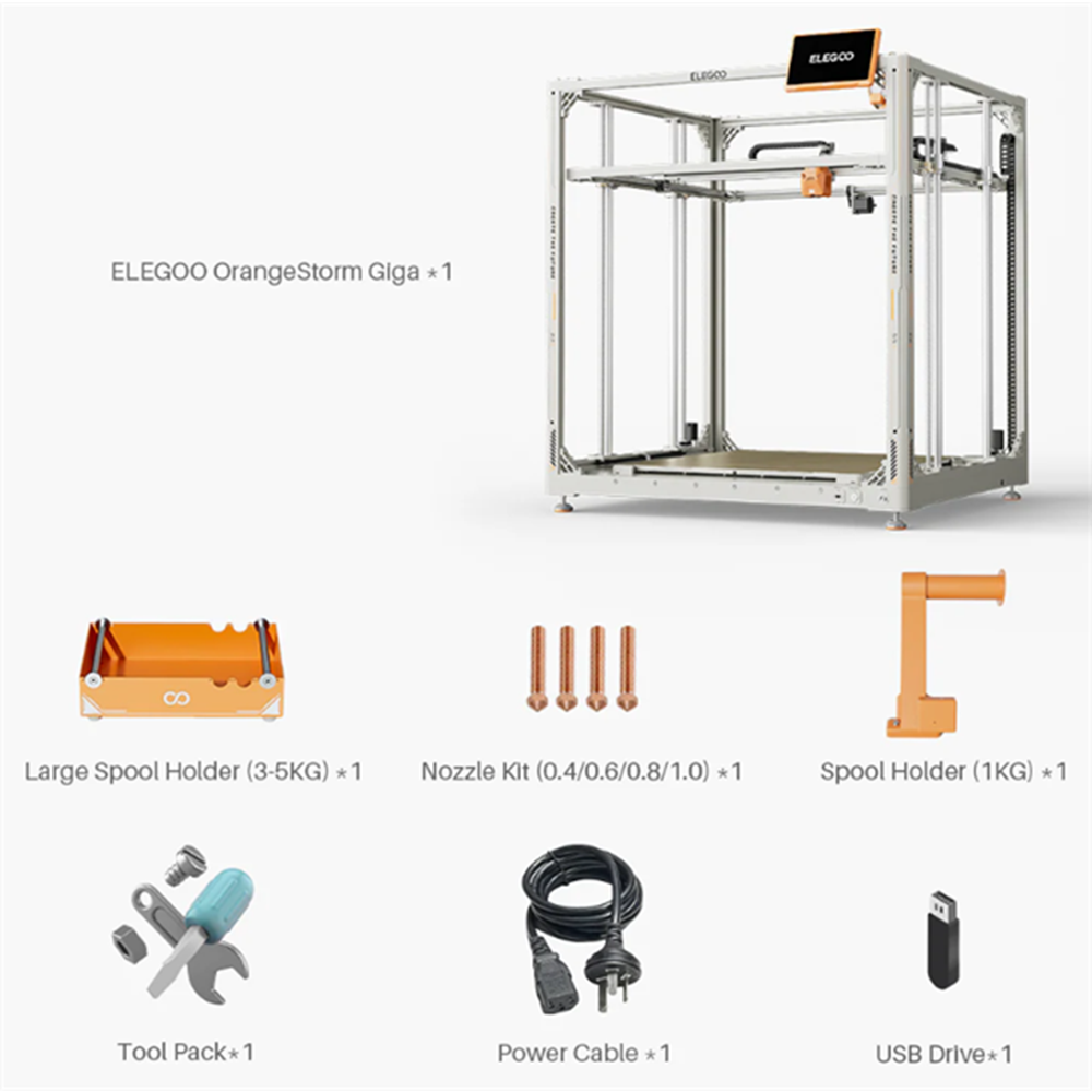 ELEGOO OrangeStorm Giga 3D Yazıcı – 800x800x1000mm Büyük Baskı Hacmi