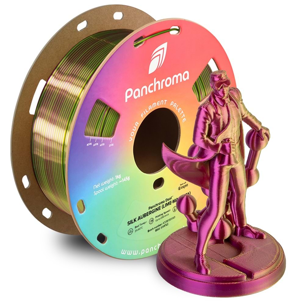 Panchroma Dual Silk Aubergine PLA Filament | Lime - Macenta