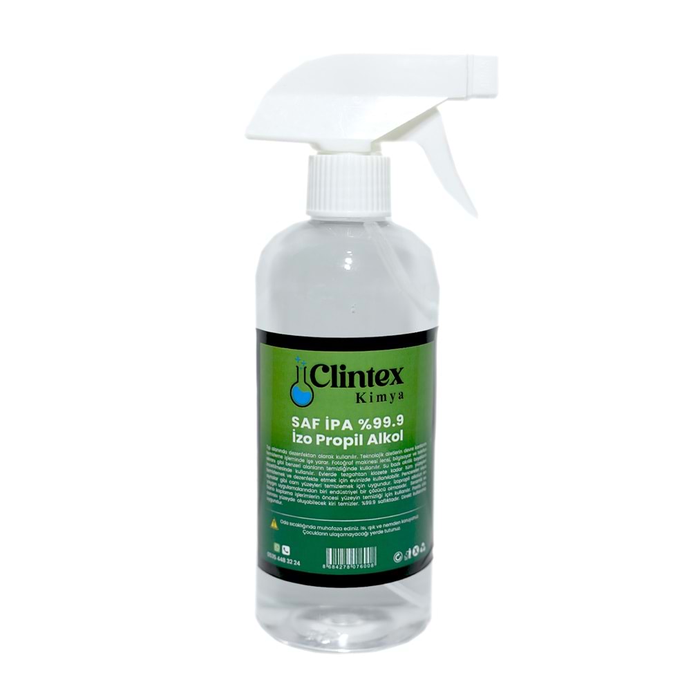 Clintex Kimya Saf %99.9 Spreyli İzopropil Alkol 500 ML