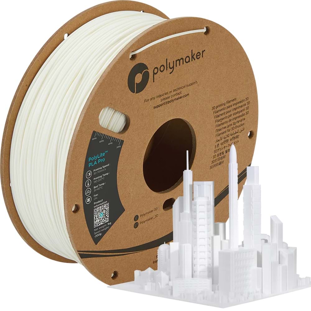 PolyLite PLA Pro Filament Beyaz - Dayanıklı ve Kolay Baskı