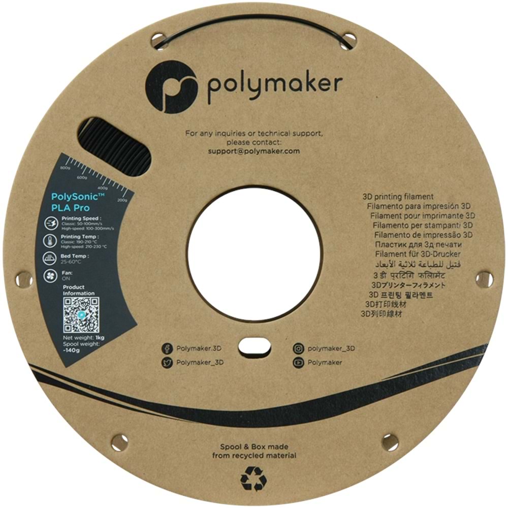 Polymaker PLA Pro Filament Siyah - 1kg 1.75mm