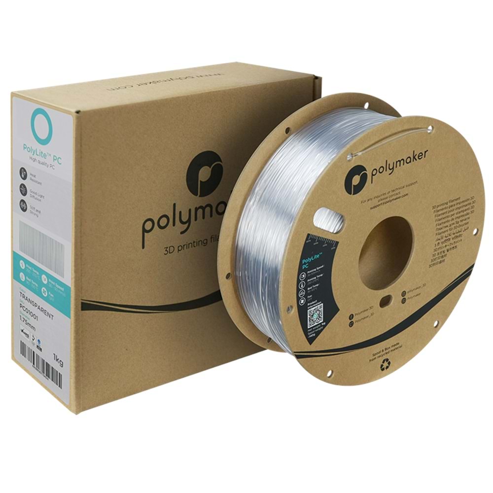 PolyLite PC Saydam Filament – Şeffaf 3D Baskı | 1 kg 1.75mm