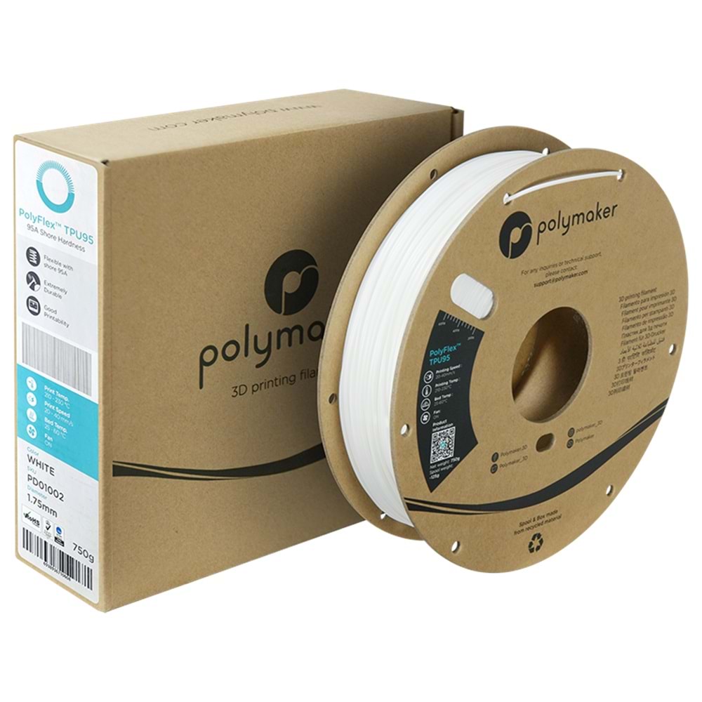 PolyFlex TPU95 Filament Beyaz – Esnek 3D Baskı