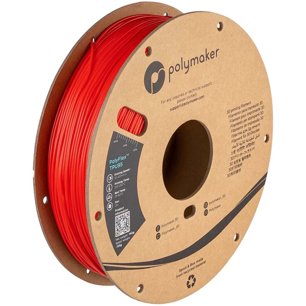 PolyFlex TPU95 Filament Kırmızı – Esnek 3D Baskı