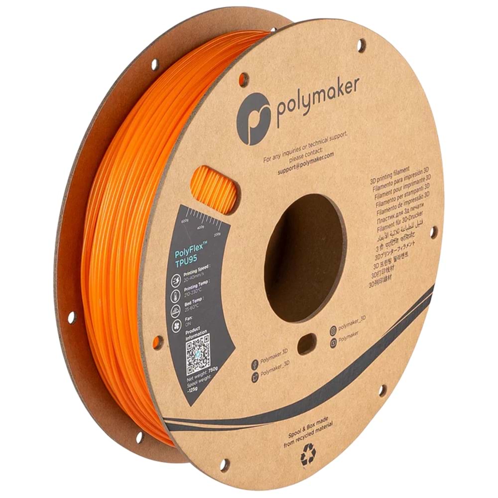 PolyFlex TPU95 Filament Turuncu – Esnek 3D Baskı