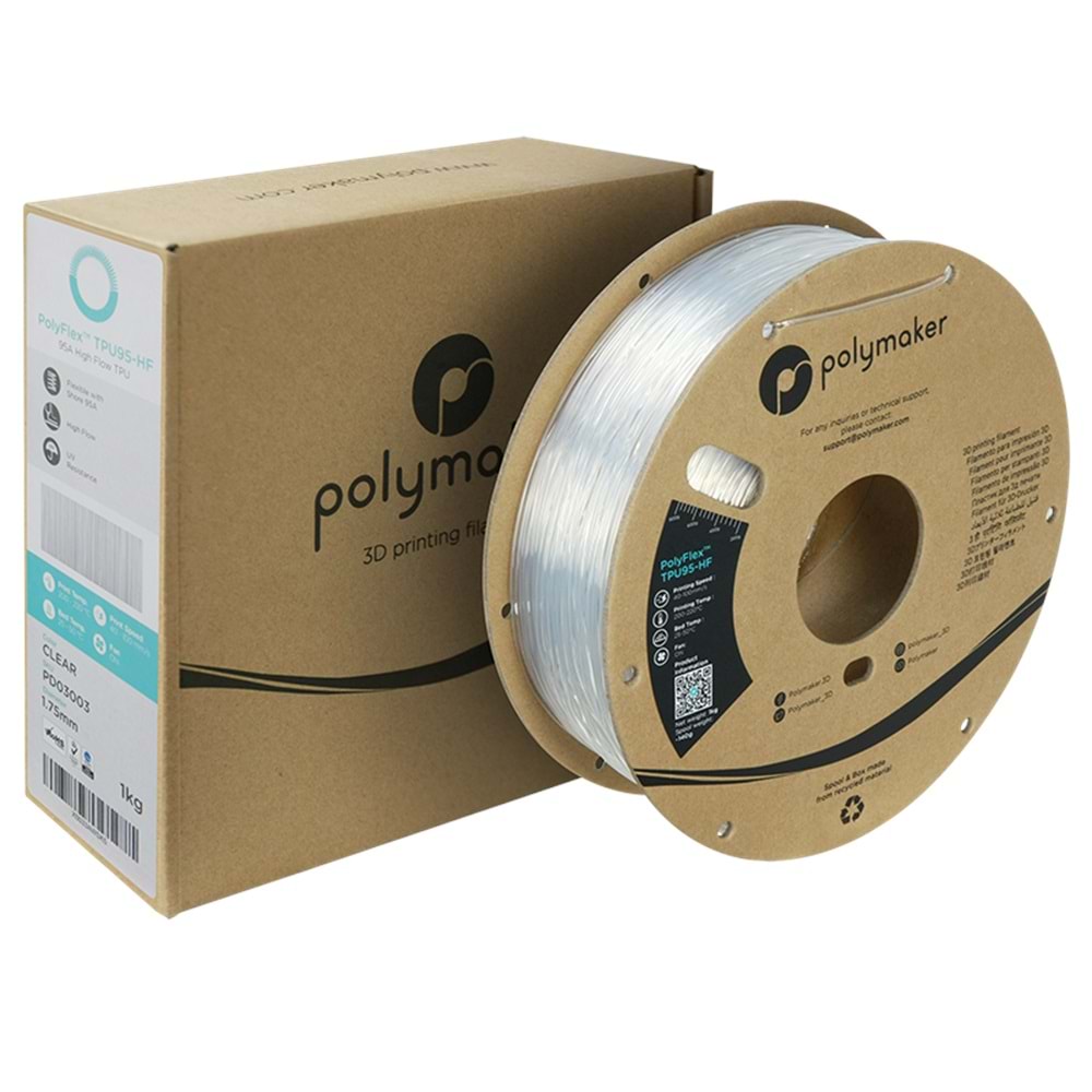 PolyFlex TPU95-HF Filament Saydam – Esnek ve Hızlı