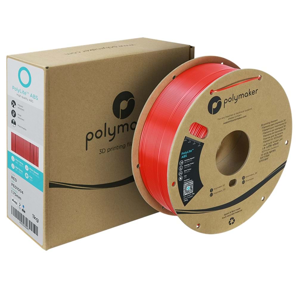 PolyLite ABS Filament Kırmızı – Dayanıklı ve Profesyonel 3D Baskı