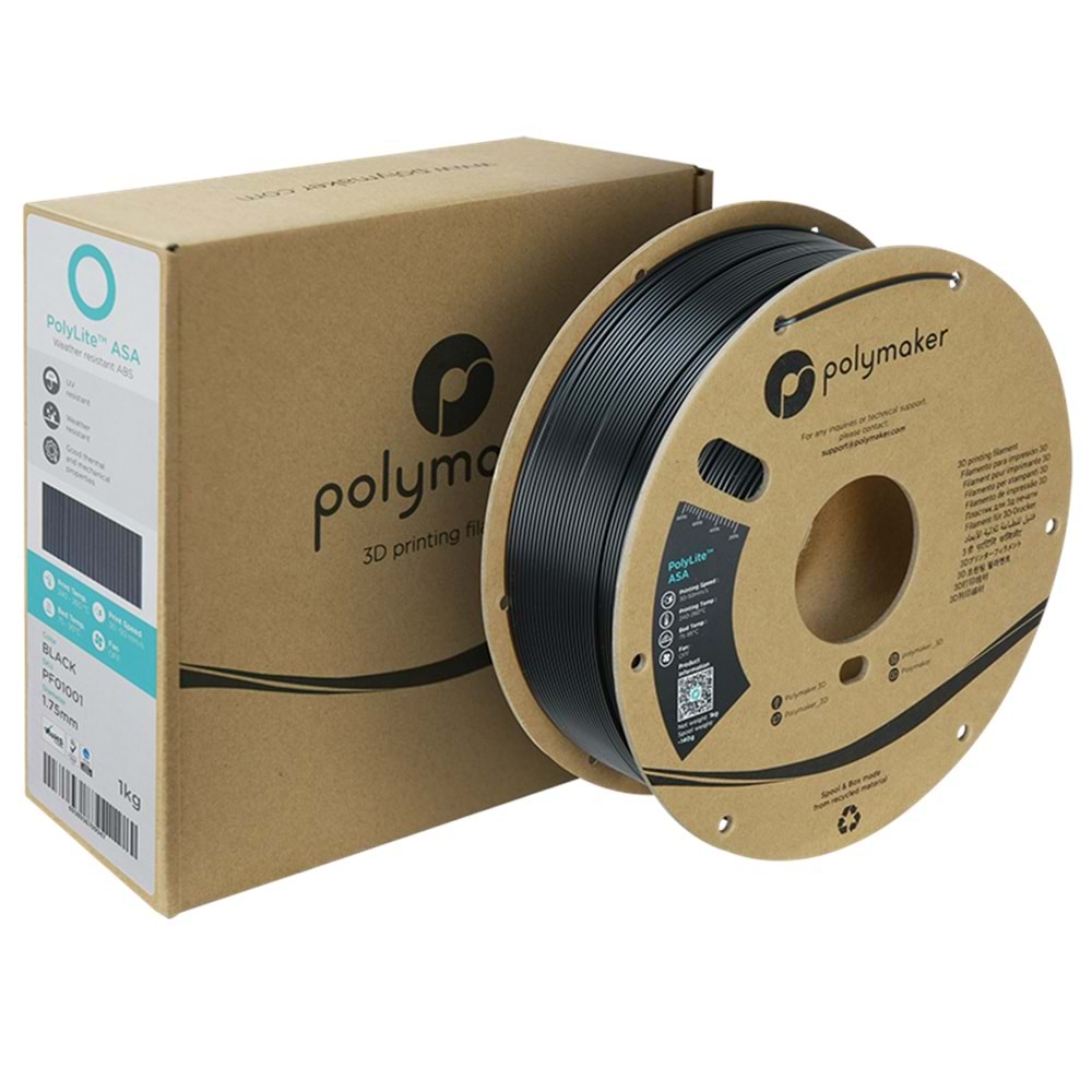 PolyLite ASA Filament Siyah – UV Dayanımlı 3D Baskı