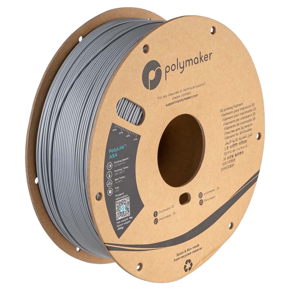 PolyLite ASA Filament Gri – UV Dayanımlı 3D Baskı