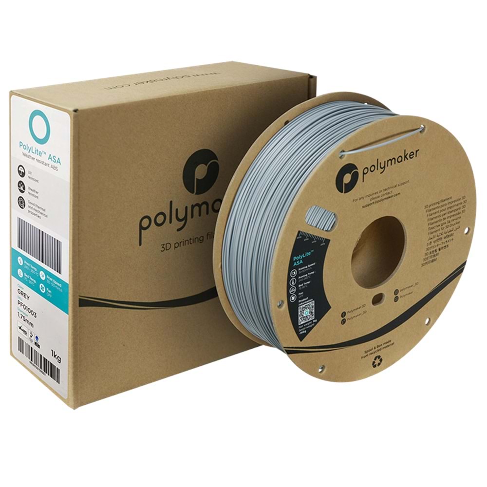 PolyLite ASA Filament Gri – UV Dayanımlı 3D Baskı