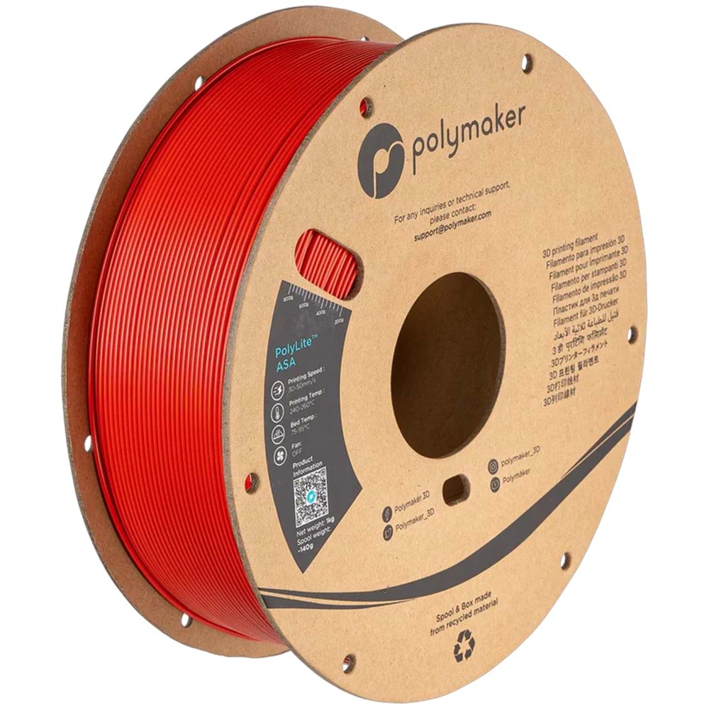 PolyLite ASA Filament Kırmızı – UV Dayanımlı 3D Baskı