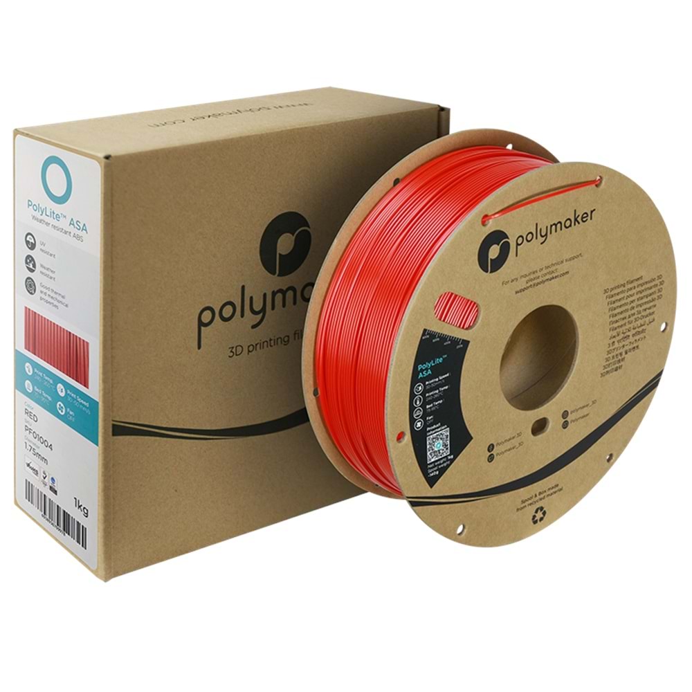PolyLite ASA Filament Kırmızı – UV Dayanımlı 3D Baskı