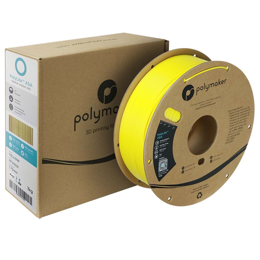 PolyLite ASA Filament Sarı – UV Dayanımlı 3D Baskı