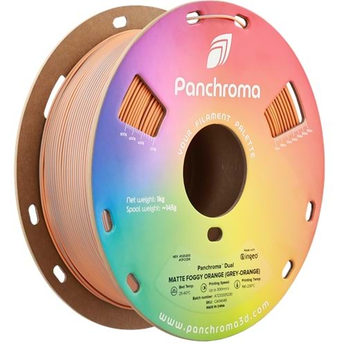 Panchroma PLA Dual Filament Mat Flu Turuncu (Gri - Turuncu) - 1 kg 1.75mm