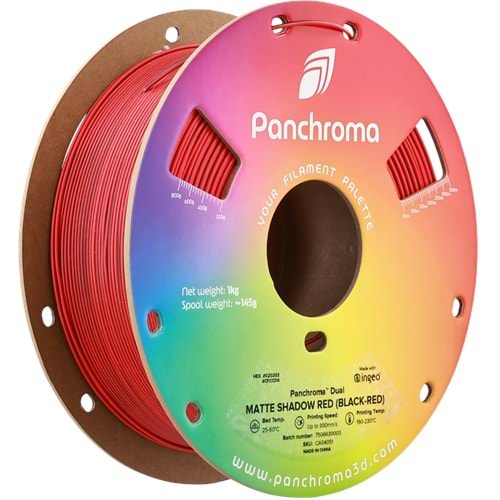 Panchroma PLA Dual Filament Mat Gölge Kırmızı (Siyah - Kırmızı) - 1 kg 1.75mm