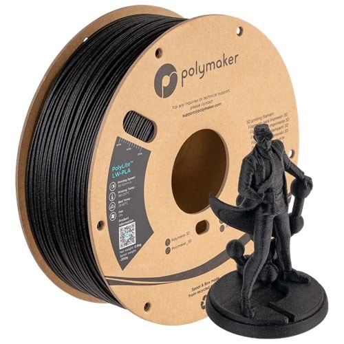 PolyLite LW-PLA Filament Siyah – Hafif ve Stabil 3D Baskı