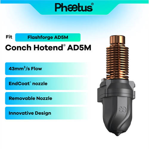 Phaetus AD5M/AD5M Pro 0.4mm Değiştirilebilir Nozzle Conch M6 Endcoat Hotend - Flashforge Hotend
