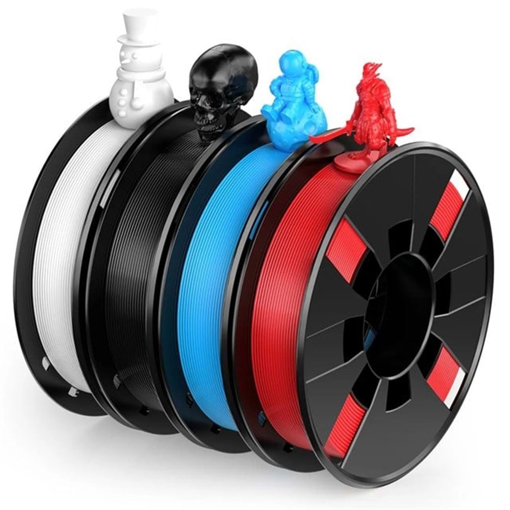 Entina PLA Filament Seti - Siyah, Beyaz, Kırmızı, Mavi 4x250g 1.75mm