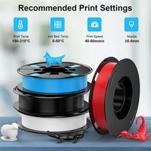 Entina PLA Filament Seti - Siyah, Beyaz, Kırmızı, Mavi 4x250g 1.75mm