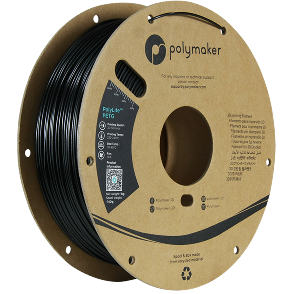 PolyLite PETG Filament Siyah – 1 kg 1.75mm