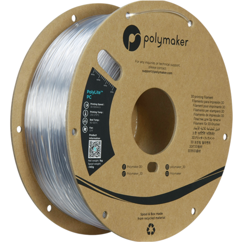 PolyLite PC Saydam Filament – Şeffaf 3D Baskı | 1 kg 1.75mm