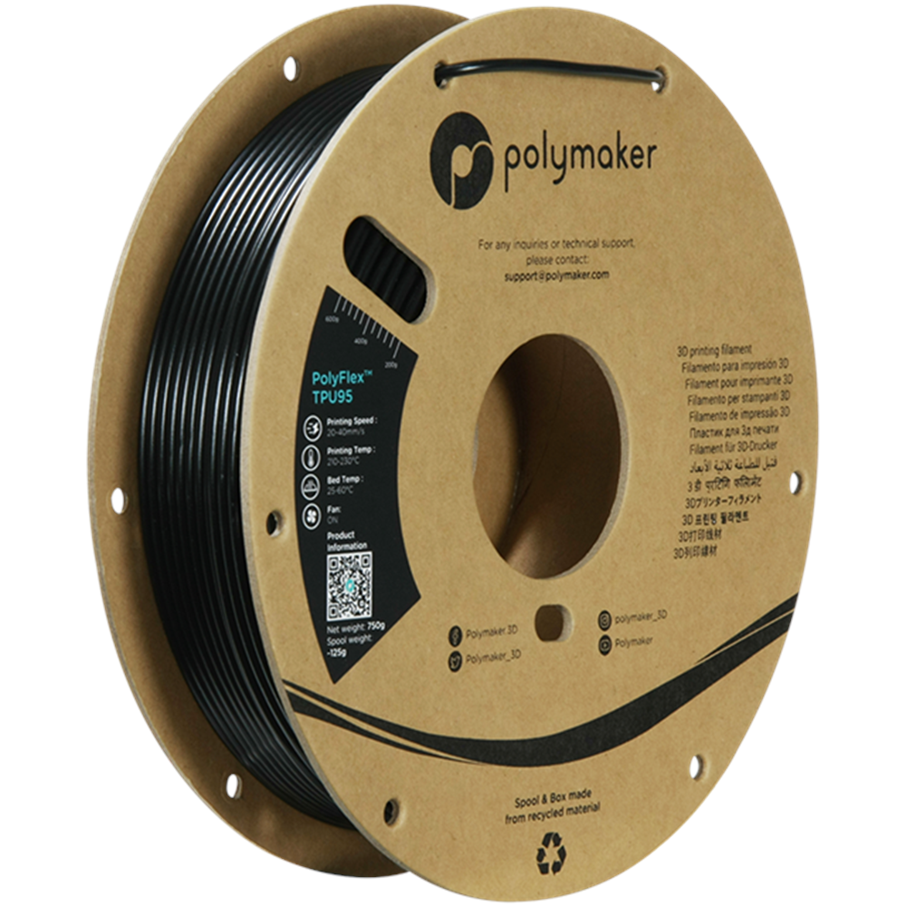 PolyFlex TPU95 Filament Siyah– Esnek 3D Baskı