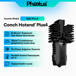 Phaetus QIDI Plus 4 0.4mm Değiştirilebilir Nozzle Conch M6 Endcoat Hotend