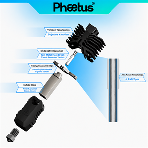 Phaetus QIDI Plus 4 0.4mm Değiştirilebilir Nozzle Conch M6 Endcoat Hotend