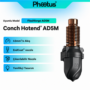 Phaetus AD5M/AD5M Pro 0.4mm Değiştirilebilir Nozzle Conch M6 Endcoat Hotend - Flashforge Hotend
