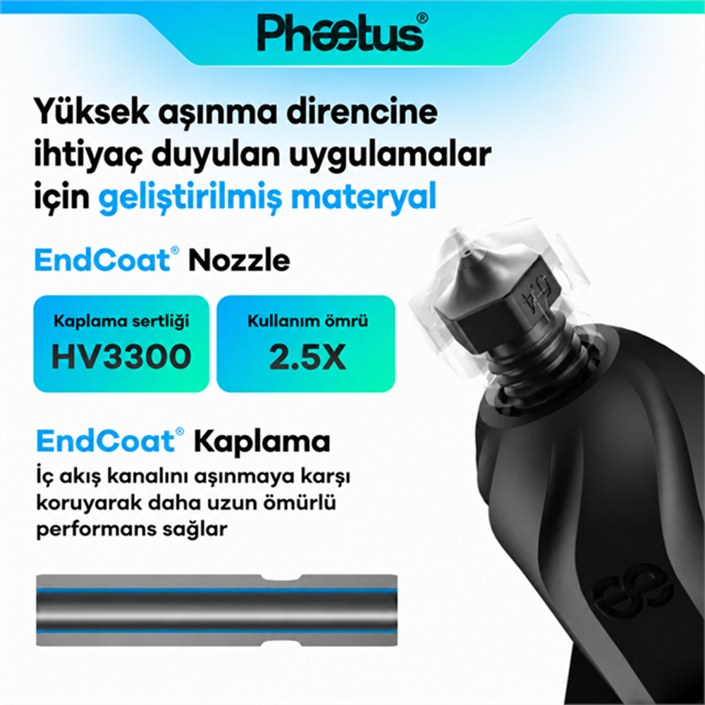 Phaetus AD5M/AD5M Pro 0.4mm Değiştirilebilir Nozzle Conch M6 Endcoat Hotend - Flashforge Hotend