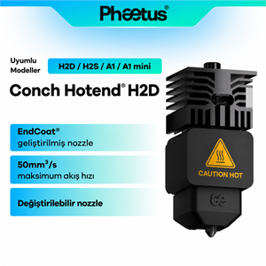 Phaetus H2 ve A1 Serisi 0.4mm Değiştirilebilir Nozzle Conch M4 Endcoat Hotend - Bambu Lab Hotend